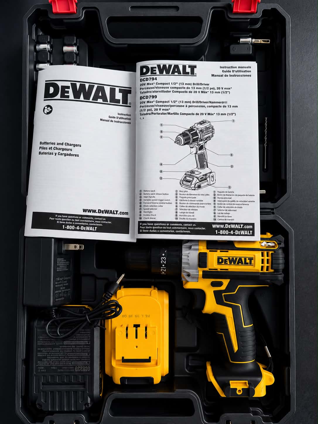 KIT TALADRO DEWALT ROTOMARTILLO 2 Baterías 48V (36pcs)