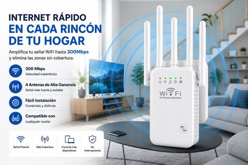 AMPLIFICADOR DE SEÑAL WIFI -4 ANTENAS EXTERNAS