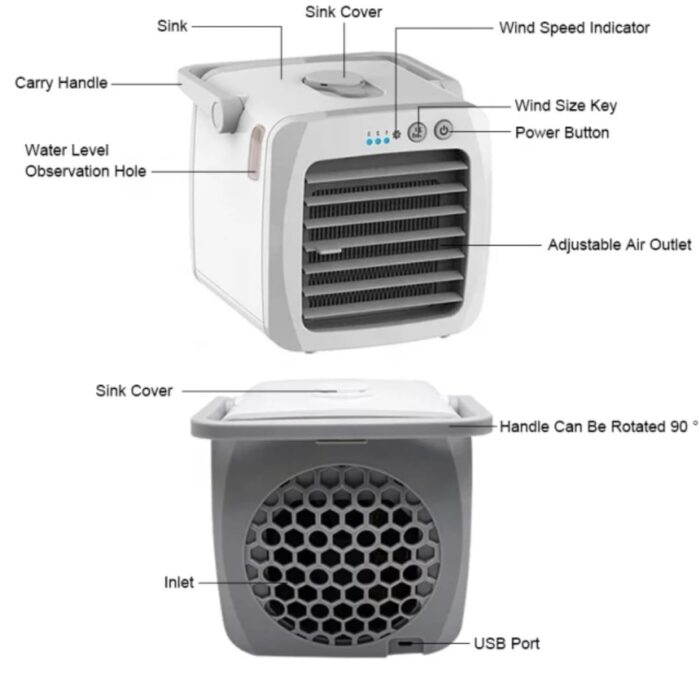 climatizador humidificador de aire (lanza aire fresco) cuadrado moderno para hogar y oficina - Imagen 7