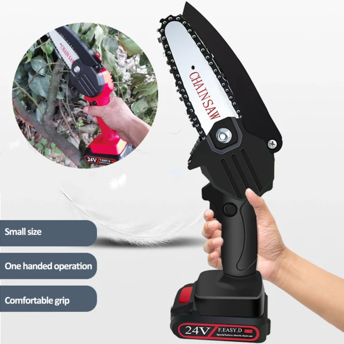 Mini Motosierra De Mano Portátil Ergonómico Recargable 24v - Imagen 2