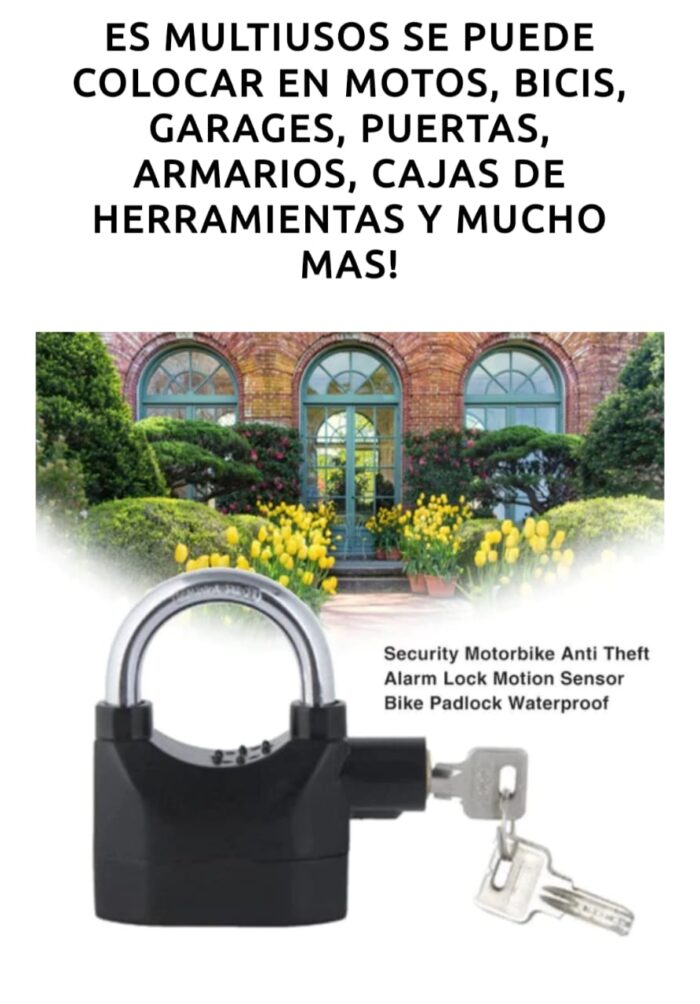 Candado de alarma para bicicleta y motocicleta, candado antirrobo de alta seguridad, candado para el hogar - Imagen 3