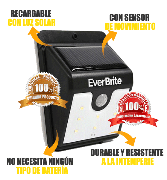 Luz Led Exterior Energia Solar Sensor Movimiento Ever Brite