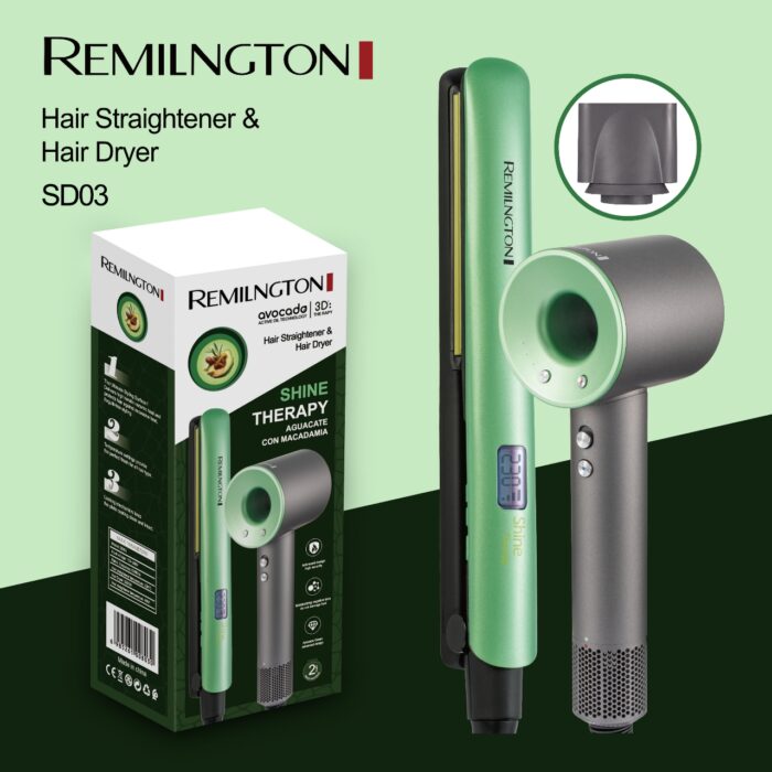 Combo SD-03 Secador de Pelo Remilngton + Plancha Remilngton Aguacate