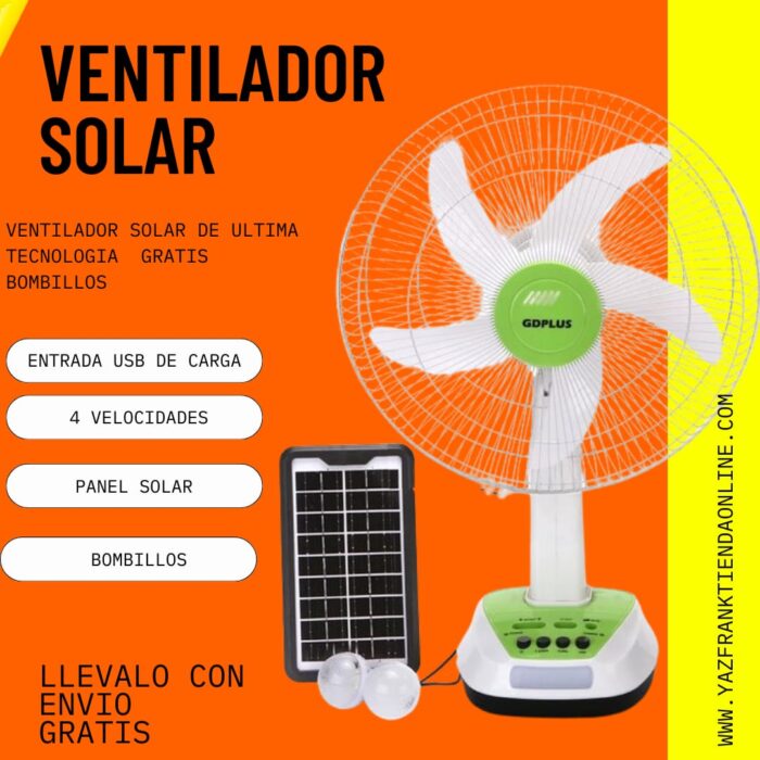 VENTIALDOR RECARGABLE PANEL SOLAR 16 PULGADAS - Imagen 3
