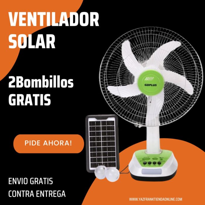 VENTIALDOR RECARGABLE PANEL SOLAR 16 PULGADAS - Imagen 2